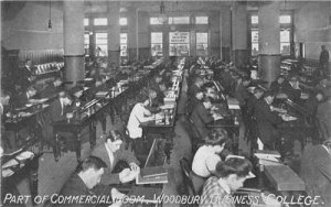 WOODBURY BUSINESS COLLEGE Commercial Room, Los Angeles c1910s Vintage Postcard 