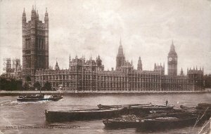 London Thames navigation & sailing Parliament coal barge cruise boat transport