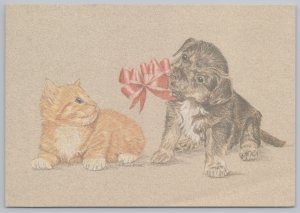 Happy Holidays~Eldorado Animal Hospital~Puppy Brought Kitty A Bow~c/PM1990 CT PC