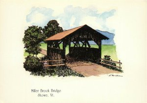 Millerbrook Bridge Stowe  Vermont VT Postcard