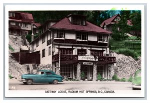 RPPC Gateway Lodge Radium Hot Springs BC Canada UNP Chrome Postcard S8