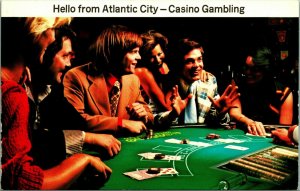 Casino Gambling Blackjack  Hello From Atlantic City NJ 1980 Chrome Postcard A6