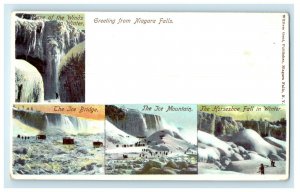 c1898s Multiview of Places, Greeting from Niagara Falls Canada Postcard