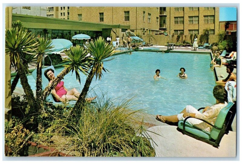 c1960's The Blackstone Hotel Swimming Pool Fort Worth Texas TX Vintage Postcard