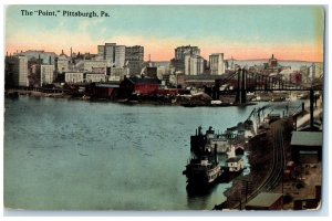 c1910 The Point Exterior Building Train Pittsburgh Pennsylvania Vintage Postcard