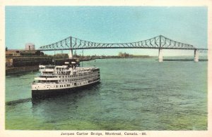 Vintage Postcard Jacques Cartier Bridge Saint Lawrence River Montreal Canada CAN