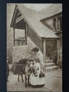 Cornwall LOOE Ye Olde Guildhall and Pillory shows WORKING DONKEY c1906 Postcard