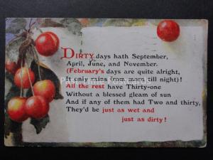 Verse & Poem DIRTY days hath September, April, JUne and November c1929 by Salmon