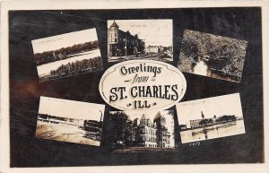 J64/ St Charles Illinois RPPC Postcard c1910 Piano Factory Dam Main St 337