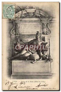 Lyon Old Postcard Statue of Saône (City Hall)