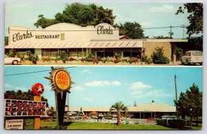 1966 Clark's Restaurant Santee South Carolina SC Swimming Pool Posted Postcard