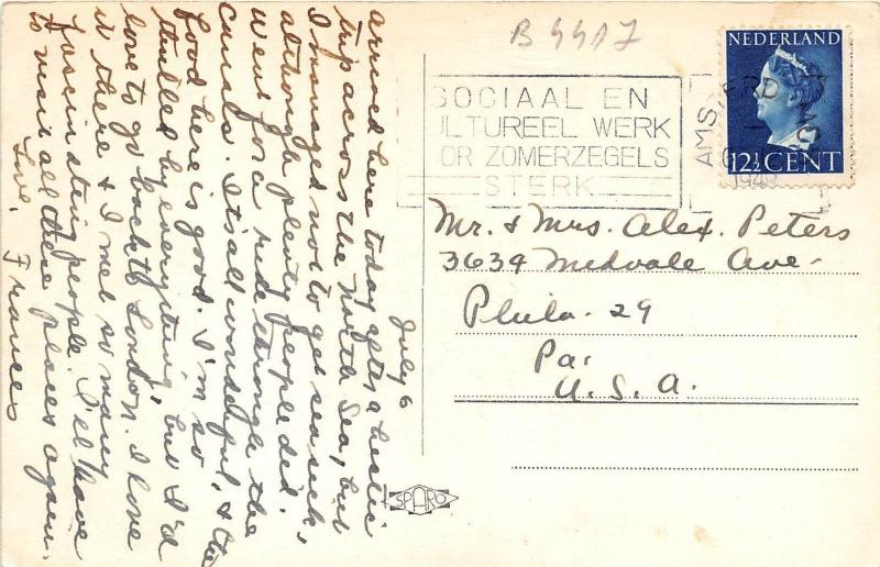 B4417 Netherlands Amsterdam Nederl Bank 1948 front/back scan | Europe ...