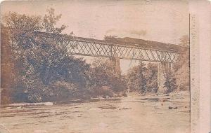 Claremont NH Railroad Train Crossing River Bridge RPPC Postcard