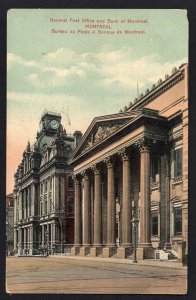Quebec MONTREAL General Post Office and Bank of Montreal pm1912 Divided Back