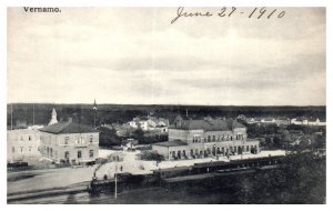 Aerial View Vernamo Sweden Aerial View with Train 1910 Postcard