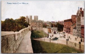 York From City Walls England, Street Scene Roman Stonework, Vintage Postcard