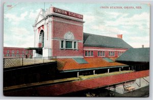 Depots~Omaha Nebraska~Union Train Station Exterior View~Bosselman Vtg Postcard