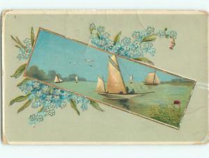 Divided-Back BOAT SCENE Great Nautical Postcard AB0364