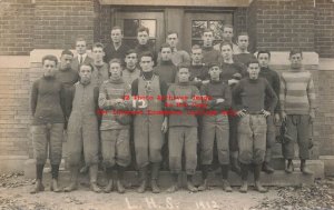 Unknown Location, RPPC, L.H.S, 1912 High School Football Team  in Uniform, Photo