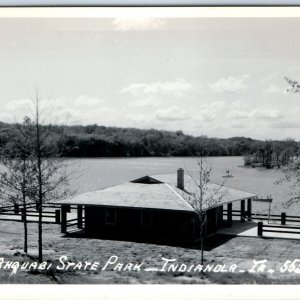 c1950s Indianola, IA RPPC Ahquabi State Park  Boating Lake Birds Eye Photo A107