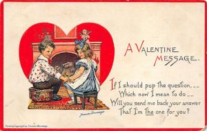 Damaged Valentines Day postal used date unknown missing right bottom corner t...