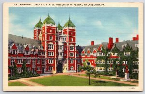 Memorial Tower And Statue University Of Pennsylvania Philadelphia PA Postcard