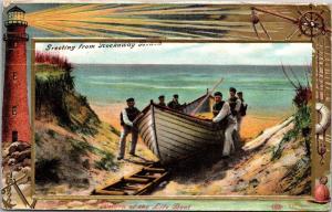 Greetings from Rockaway Beach, NY Return of the Life Boat Vintage Postcard L18