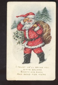 LARGE SANTA CLAUS WINTER SNOW RED ROBE VINTAGE CHRISTMAS POSTCARD WHITNEY