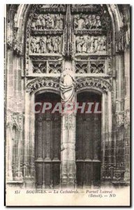 Old Postcard Bourges La Cathedrale Lateral Portal