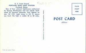Portland Head Light Station Maine ME US Coast Guard Colonial Lighthouse Postcard 