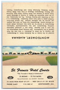 St. Francis Hotel Courts Roadside Montgomery Alabama AL Vintage Postcard