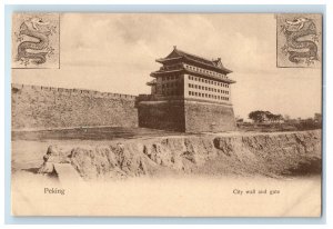 c1910 Peking China City Wall and Gate Dragons Unposted Great Wall Postcard 