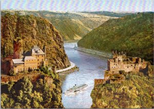 Postcard Iridescent Germany - The Beautiful Rhine Rock Valley of the Lorely