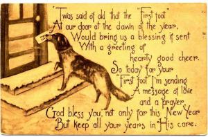 Dog at Door New Year - 1910