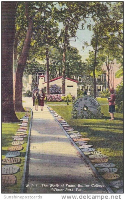 Florida Winter Park The Walk Of Fame Rollins College 1950 Curteich