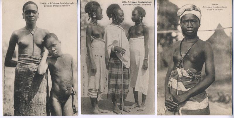 Nude Afrique Occidentale Female Nudes (Lot of 3) Unused Vintage Postcard E4