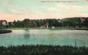 Vintage Postcard 1906 Campus And Lake Colgate College Hamilton New York JB Grant