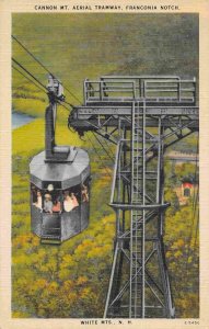 Cannon Mt Aerial Tramway Franconia Notch New Hampshire linen postcard