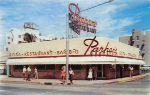 PARHAM'S RESTAURANT Miami Beach, Florida BBQ Roadside Diner ca 1950s Postcard