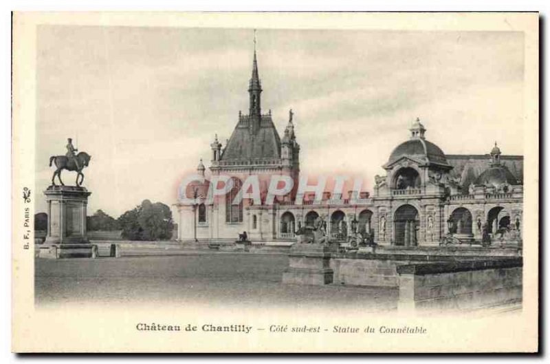 Old Postcard Chateau de Chantilly Riviera southeast Statue Connetable