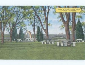 Unused Linen PARK SCENE Pueblo Colorado CO c7774