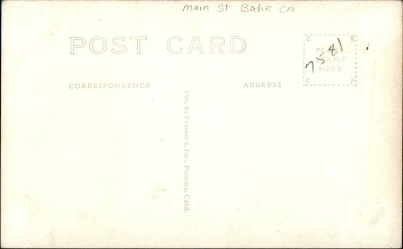 Bodie CA Main Street c1920s-30s Real Photo Postcard FRASHER'S