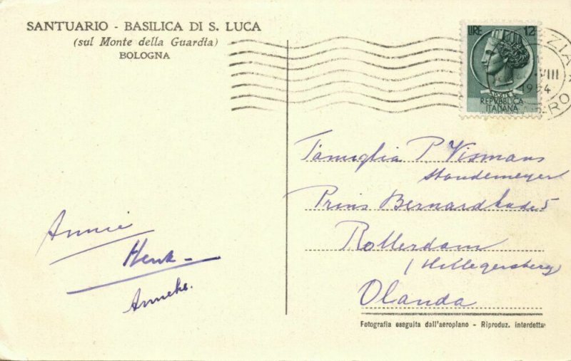 italy, BOLOGNA, Santuario, Basilica di S. Luca (1954) Postcard