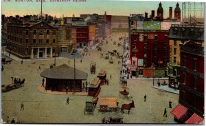 Postcard MA Boston - Haymarket Square  - Coke