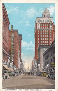 Iowa Des Moines Locust Street Looking East Curteich