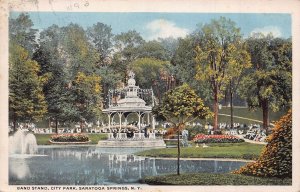 SARATOGA SPRINGS NEW YORK~BAND STAND-CITY PARK~1917 POSTCARD