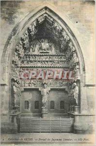 Postcard Old Cathedral of Reims Portal of the Last Judgment