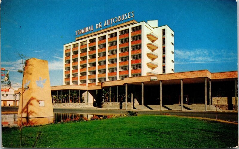 Modern Bus Terminal Streetview Guadalajara Jalisco Mexico Chrome Postcard 