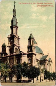 Cathedral Blessed Sacrament Sacramento California CA Antique Postcard PM WOB DB 