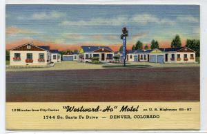 Westward Ho Motel US Highway 85 87 Denver Colorado linen postcard